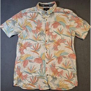 Roark Shirt Mens Large Pink Classic Fit Floral‎ Button Up Short Sleeve Casual